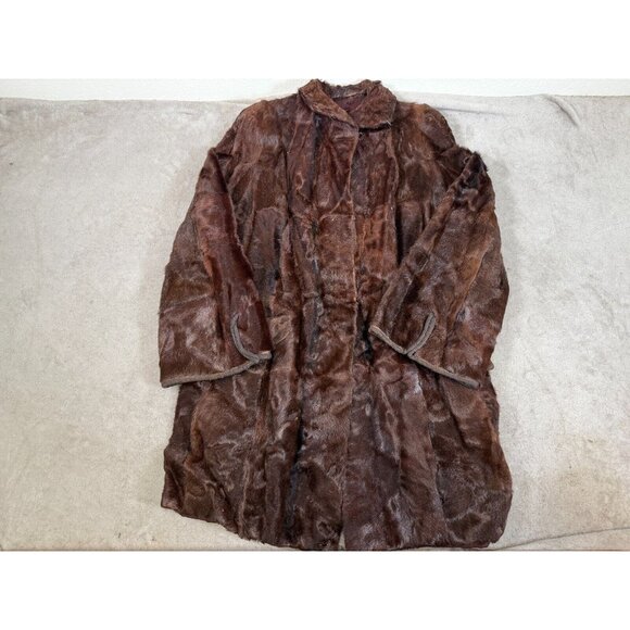 REAL COW FUR BROWN Leather German Women Western Ranch Rodeo Coat JACKET L